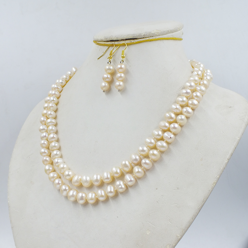 2줄 8-9MM 천연 핑크 담수 진주 목걸이/귀걸이 세 - Freshwater Cultured Pearl Necklace 8-9Mm 리뷰 및 가격
