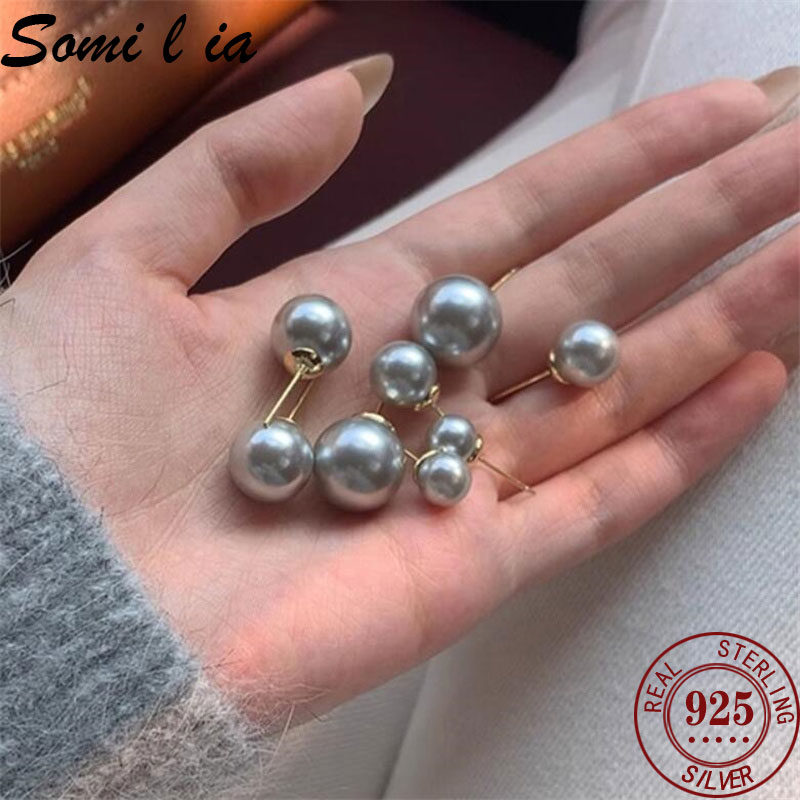 SOMILIA 925 스털링 실버 담수 회색 진주 스터 - Akoya Pearl Stud Earrings Sterling Silver 리뷰 및 가격