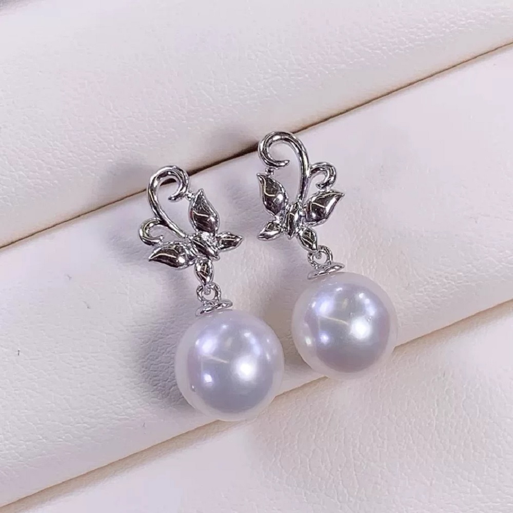 세련된 디자인의 나비 모양 드롭 이어링, AAAA 등급 - Akoya Pearl Stud Earrings Sterling Silver 리뷰 및 가격
