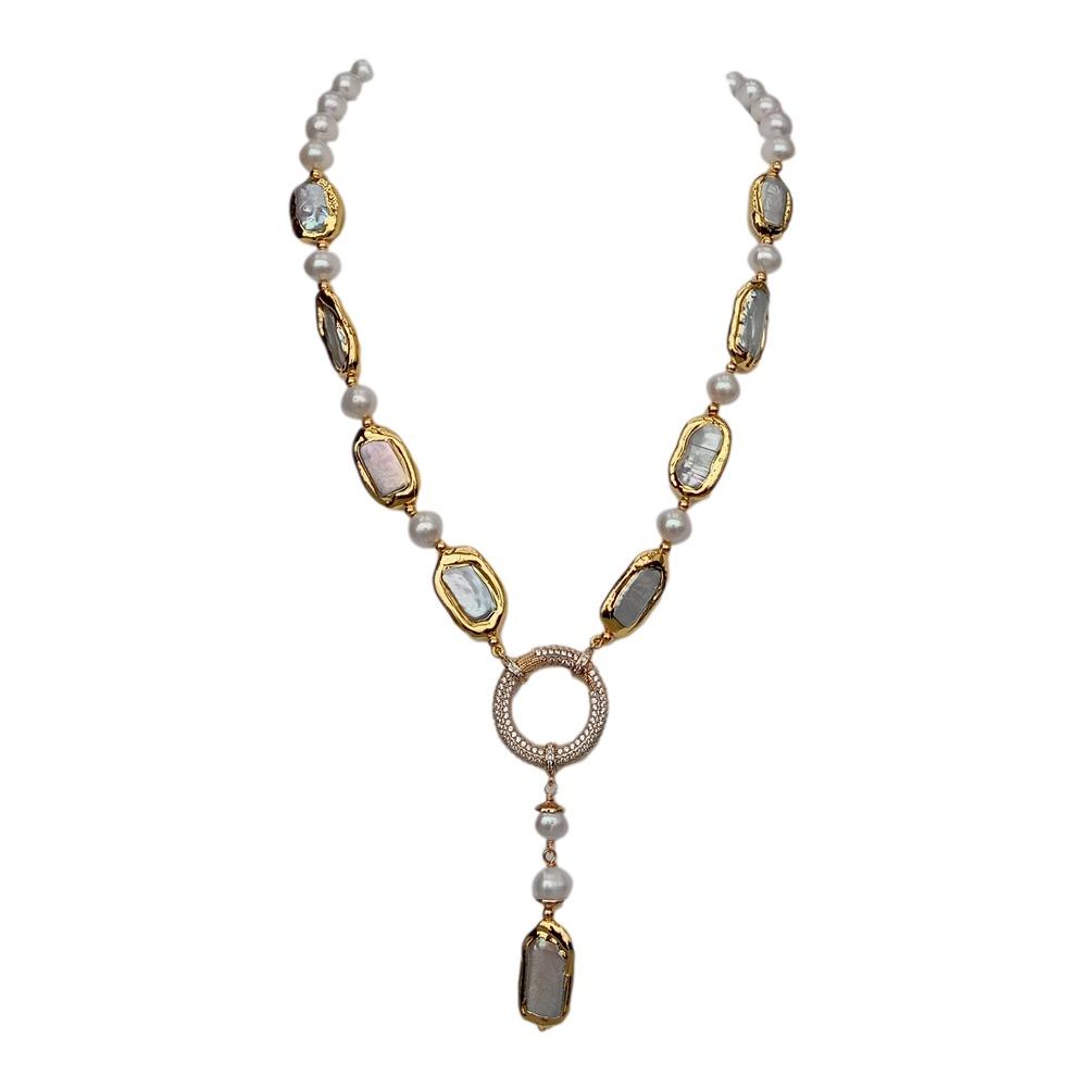 YYGEM 천연 8-9mm 원형 직사각형 양식 화이트  - Freshwater Cultured Pearl Necklace 8-9Mm 리뷰 및 가격