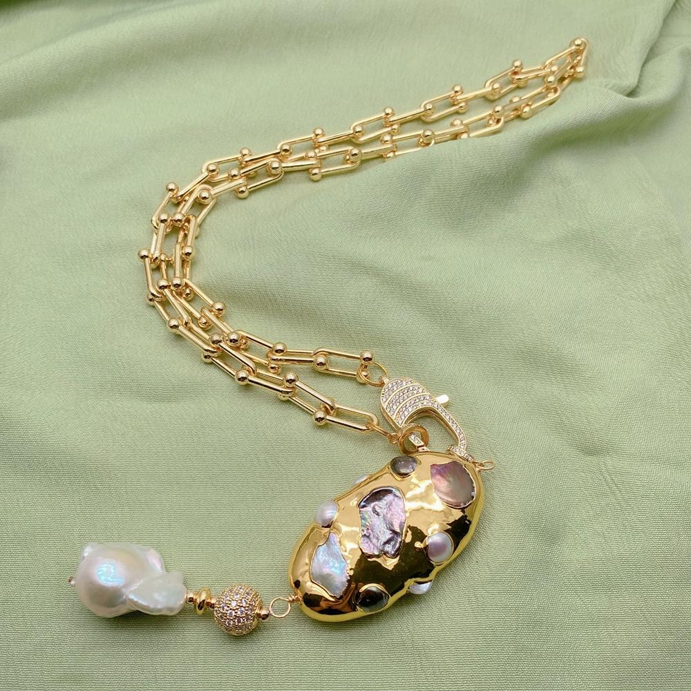 Kkgem 17x23mm 화이트 바로크 진주 담수 멀티 - Baroque Pearl Pendant Necklace Gold 리뷰 및 가격