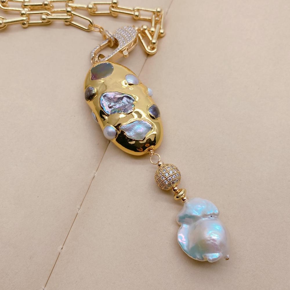 Kkgem 17x23mm 화이트 바로크 진주 담수 멀티 - Baroque Pearl Pendant Necklace Gold 리뷰 및 가격